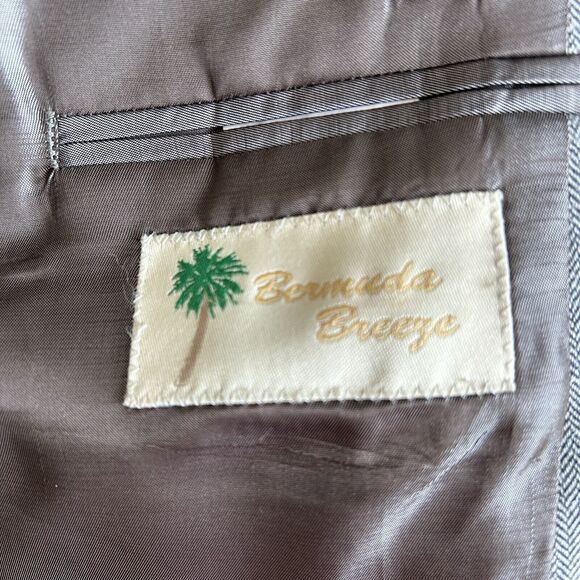 Alan Flusser Sport Coat Men 44 Short Gray Wool Linen Herringbone Classic Office - Picture 5 of 16